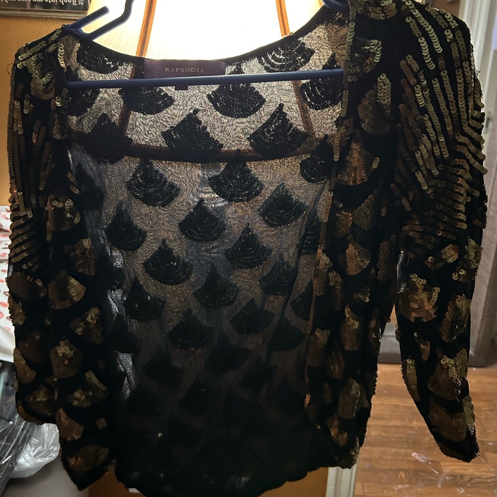 Black and Gold Sequin Women's Top